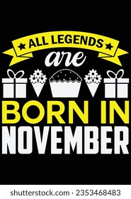 
All Legends Are Born In November eps cut file for cutting machine