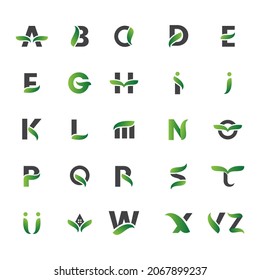 All Letters Alphabet Logo Natural Green Vectors And Letter A To Z Green Logo Icons