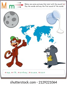 All the letters in the alphabet were shown with pictures and the student was asked to make that sound.