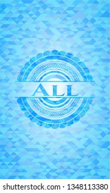 All light blue emblem with mosaic background