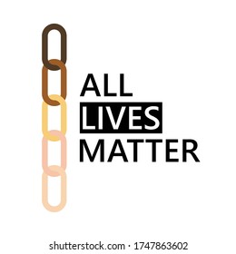 All lives matter. Ethnicity symbol. Different ethnic group chains together vector illustration.