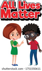 All lives matter font text with character illustration