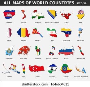 All Maps World Countries Flags Set Stock Vector (Royalty Free ...