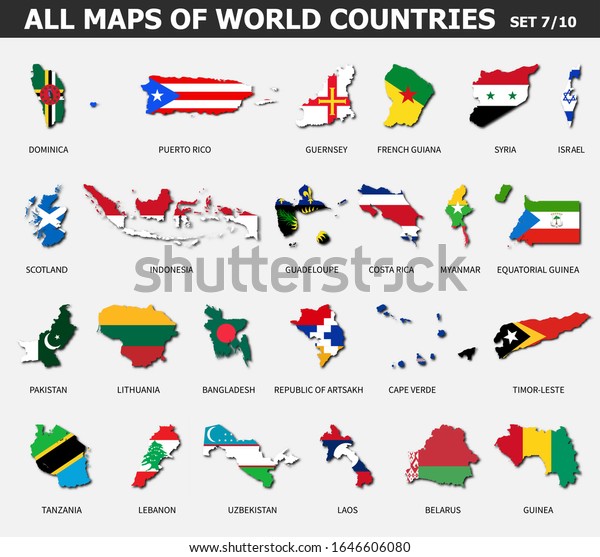 All Maps World Countries Flags Set Stock Vector (Royalty Free ...