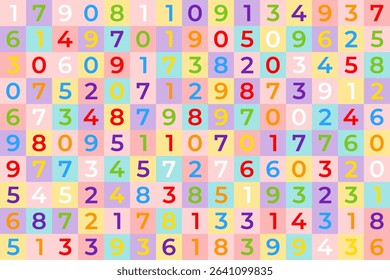 All Math Numbers in colorful seamless vector Mosaic Pattern, educational design