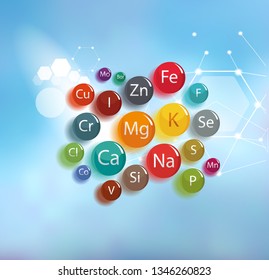 All minerals for human health. Abstract scheme.