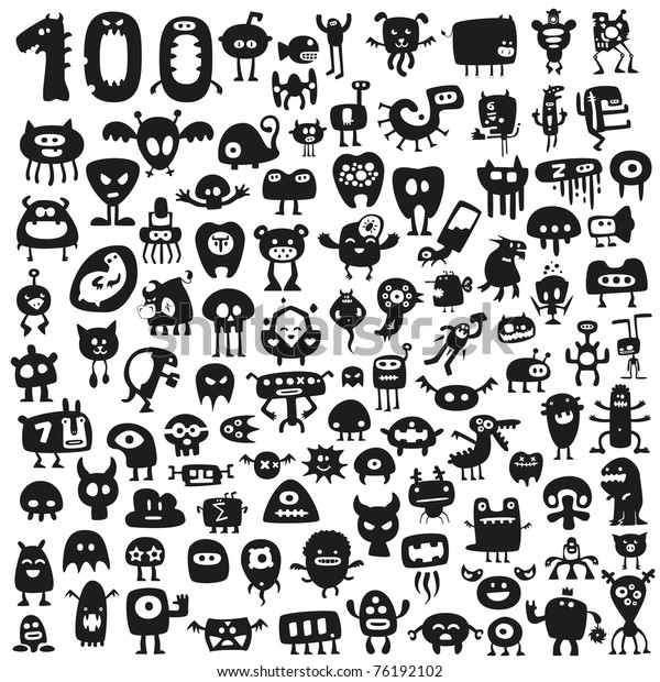 All Monsters Unique Not Repeated Other Stock Vector (Royalty Free) 76192102