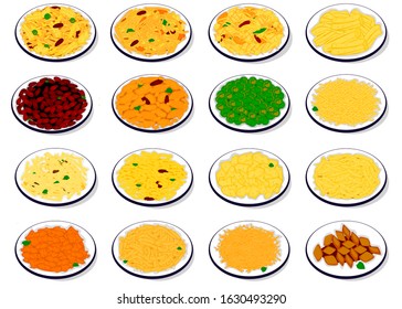 All Namkeen Farsan,Chivda indian snacks Vector