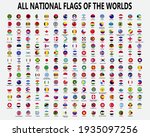 All national flags of the world . Circle concave button design . Elements vector .
