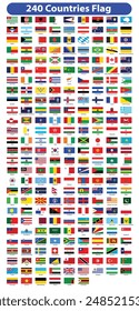 All national flags of the world. Country flags with name. Countries flag banners, International travel symbols and geography or language lesson flags emblem. Flags of all countries.