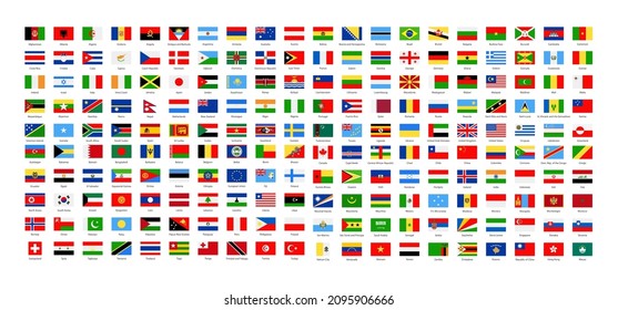 All national flags of the world. Flat flag design. vector illustration