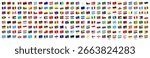 All national flags of the world with names - high quality vector flag. Wavy flags set.