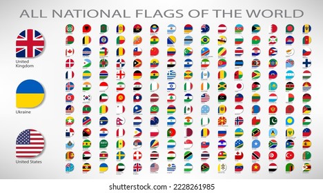 Todas las banderas nacionales del mundo con nombres - bandera vectorial de alta calidad aislada en fondo blanco