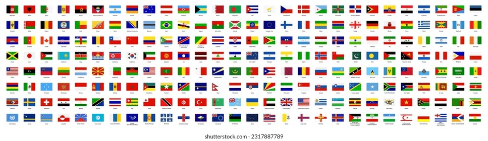 All national flags of the world with names - high quality vector flag. Vector 10 eps. - Shutterstock ID 2317887789