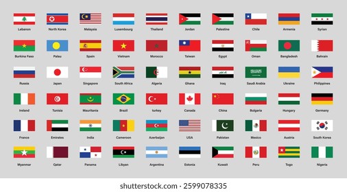 All national flags of the world with names - high quality vector flag .Countries flag big collection. Flags of every country