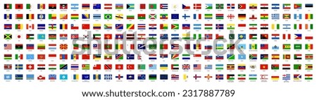 All national flags of the world with names - high quality vector flag. Vector 10 eps.