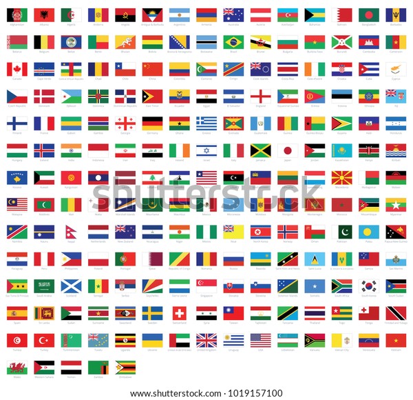 白い背景にすべての国旗と名前 高品質のベクター画像国旗 のベクター画像素材 ロイヤリティフリー