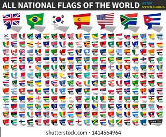 All national flags of the world . Speech bubbles design . Vector .