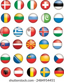 All national flags of the world . Waving flag design . Vector