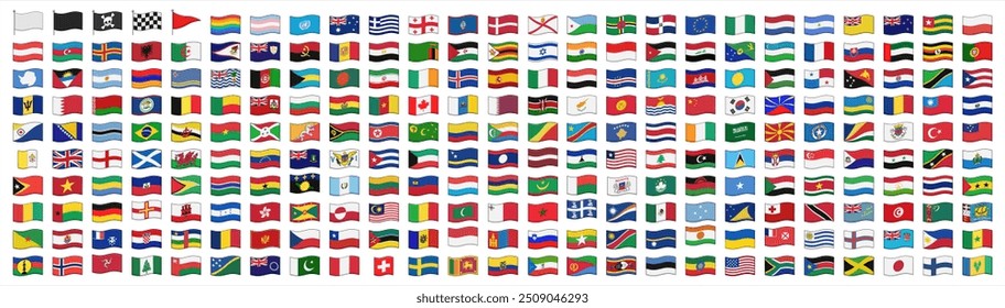 All national flags of the world. Waving flag design. Vector 10 eps.