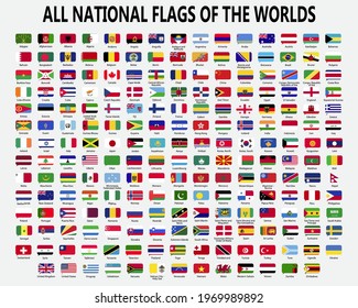 All national flags of the worlds. Country Flag speech bubbles collection-icon with white background.
