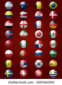 all national team flags on world cup 2018 vector