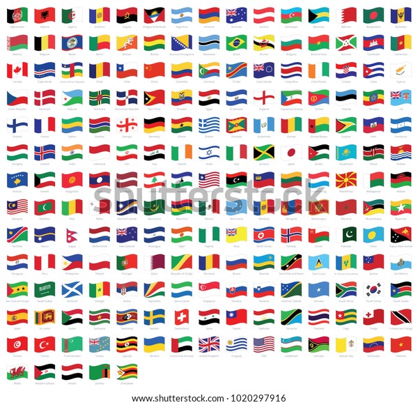 All\
national waving flags from all over the world with names - high\
quality vector flag isolated on white\
background