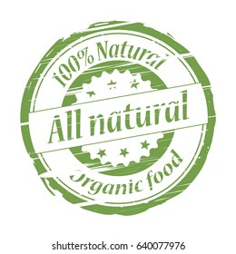 All natural 100% natural grunge stamp - vector