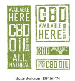 All Natural 100% Pure CBD Oil Signs. Vector collection of labels themed CBD oil.