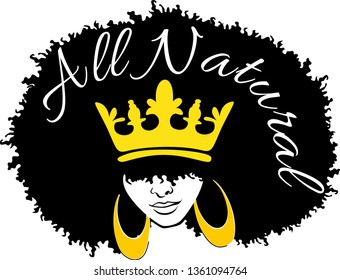 All Natural black woman, Crown vector