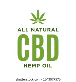 All Natural CBD Hemp Oil, Cannabis Logo, CBD Water, Natural Medicine, Cannabis Leaf Marijuana Vector Text Illustration Background Vector Illustration