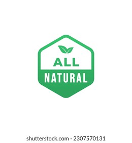 All natural label or All natural sign vector isolated in flat style. Best All natural label for product packaging design element. All natural sign for packaging design element.