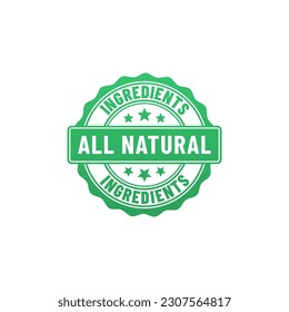Todo el sello natural o todo vector de etiqueta natural aislado en estilo plano. Sello Best All natural para el elemento de diseño de empaquetado de productos. Toda la etiqueta natural para el elemento de diseño del embalaje.