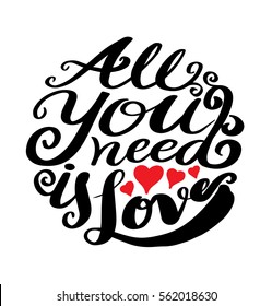 All Need Love Calligraphy Hearts Lettering Stock Vector (royalty Free 