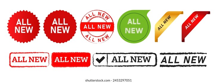 all new stamp speech bubble and ribbon label sticker tag sign for business