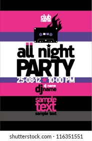 All Night Party design template with place for text.