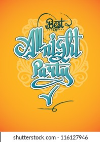 all night party vector vintage poster