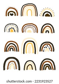 Toda la estética nórdica en diferentes formas y colores   Sobre patrones de fondo blanco, vectores, ilustraciones de papel pintado, artes de impresión, decoración de pared,