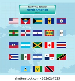 All north american flags continent Vector illustration template
