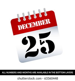 All numbers and months Calendar - included in the bottom layers. eps10 compatible, vector.