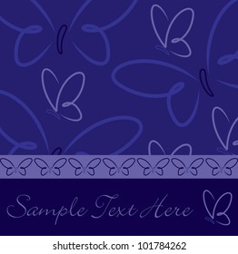 All occasion navy blue butterfly card in vector format.