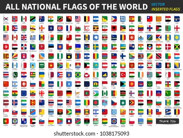 All official national flags of the world . Inserted design . Vector .