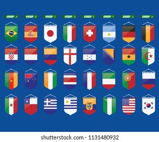 All official national flags of the world . football design  Vector .