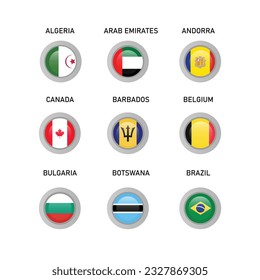 All official national flags of the world . circular design . Vector .