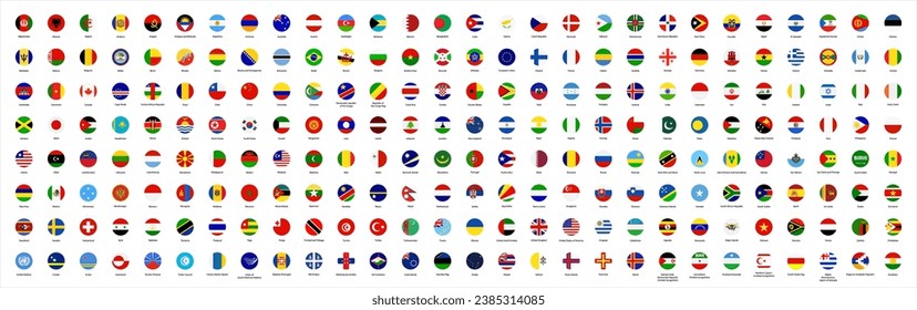 All official national flags of the world . circular design . Vector 10 eps.