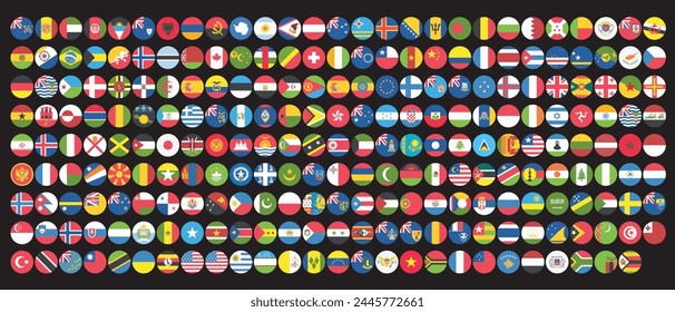 All official national flags of the world . circular design Vector 