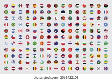 All official national flags of the world. circular design. Vector.