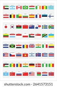 All official national flags of the world. alphabetically sorted flags of the world with official RGB coloring and detailed emblems. 107