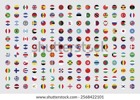 All official national flags of the world. circular design. Vector.