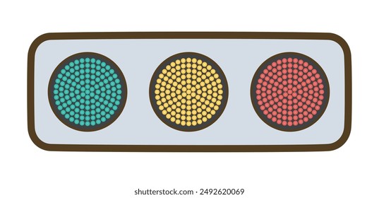 All on flat traffic light. Public property. Vector illustration.